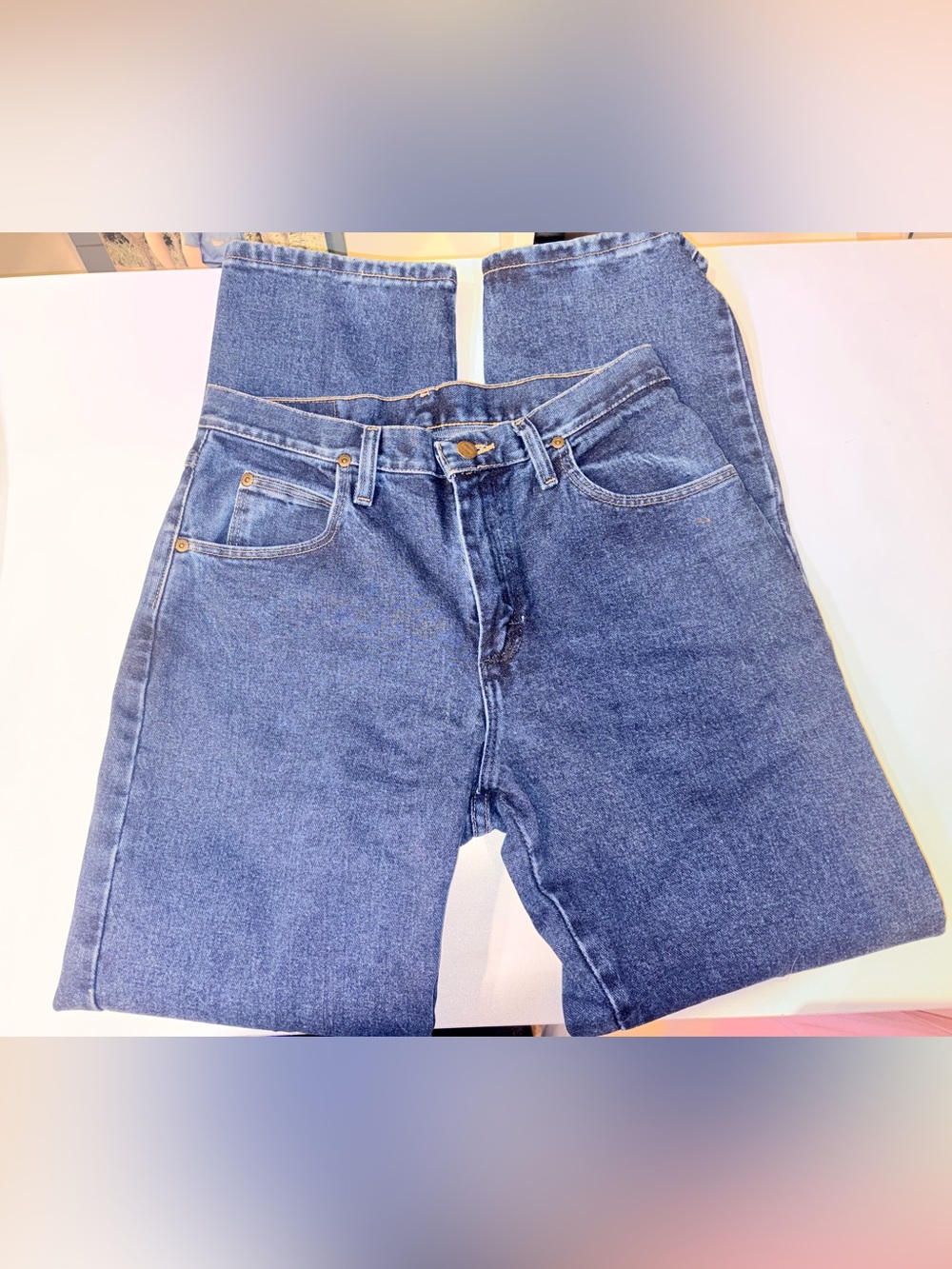 Wrangler Blues High Rise Straight Leg Jeans Size 6x32 Medium Wash 100% Cotton